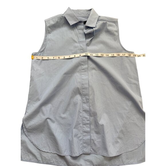 Max Mara Weekend Top Sleeveless Button-Up Light Blue Embroider Butterfly Size M - Picture 6 of 7
